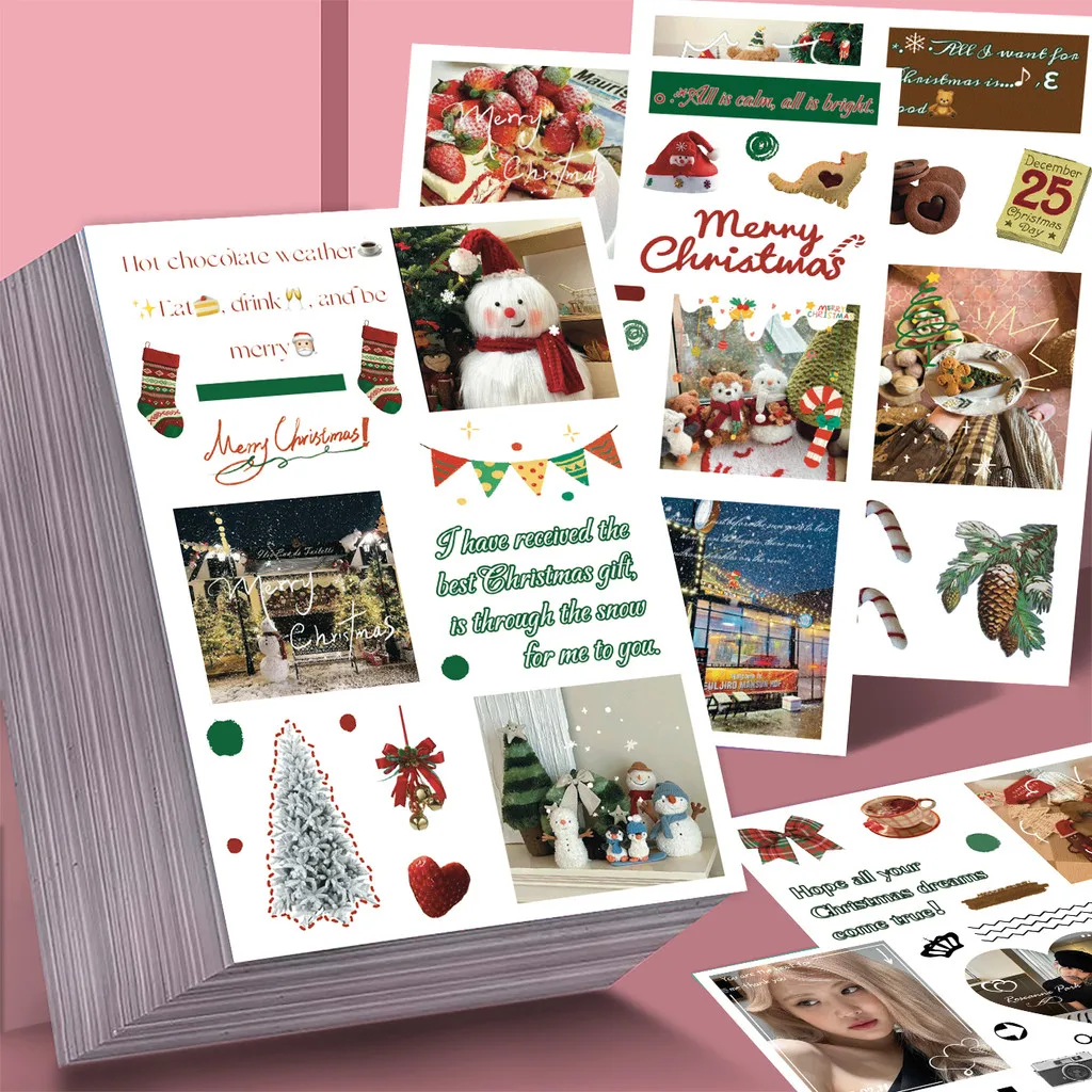 8 Pieces Christmas Themed Stickers - Festive Decorative Decals for Journals, Gift Wrapping & Laptops