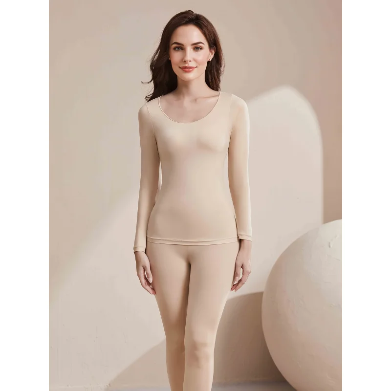 مجموعة حرارية للخريف والشتاء للنساء، بما في ذلك قمم وسراويل ضيقة بأكمام طويلة، وخفيفة الوزن بدون خياطة #3