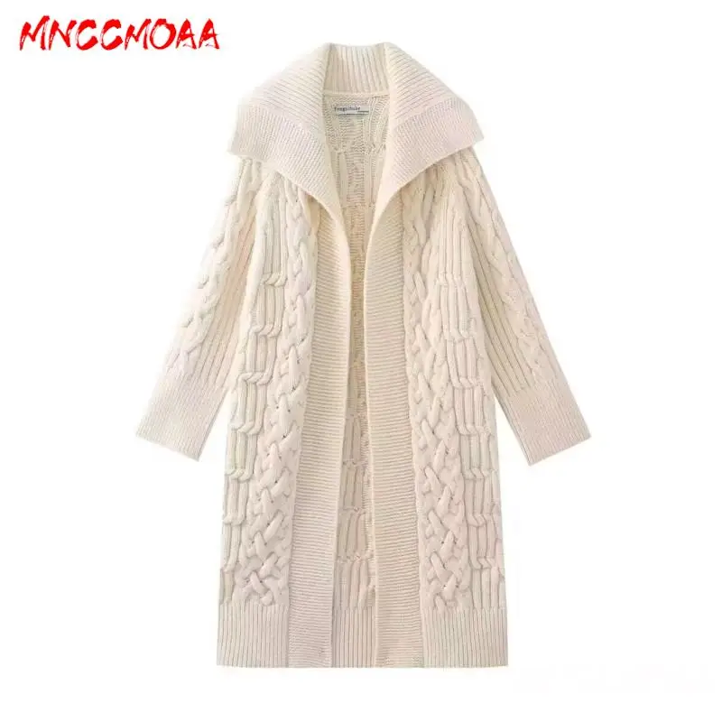 MNCCMOAA-Women's Loose Knitting Sweater, Casual Cardigan, Long Sleeve Pockets, Female Fashion, Autumn, Winter, 2024