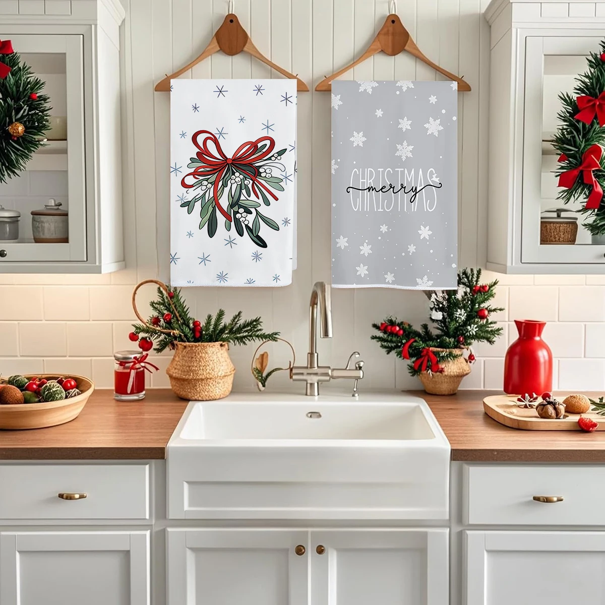 2/4/pcs Christmas Kitchen Towe - Home Textiles Towel Set ulasan dan harga