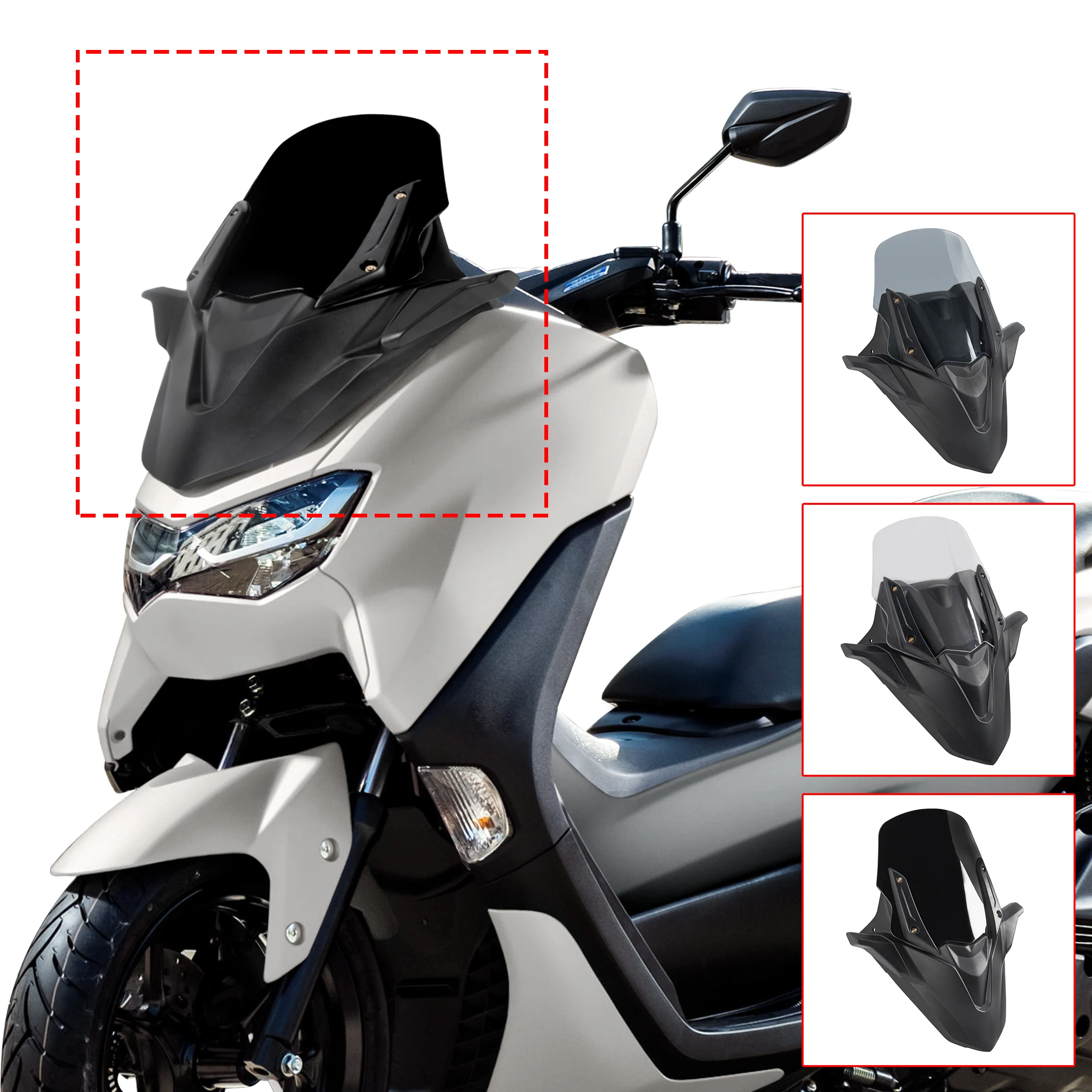 For YAMAHA NMAX125 NMAX155 Windscreen Windshield Front Mask Panel Set Motorcycle Side View Mirror N-MAX Motorcycle Accessories