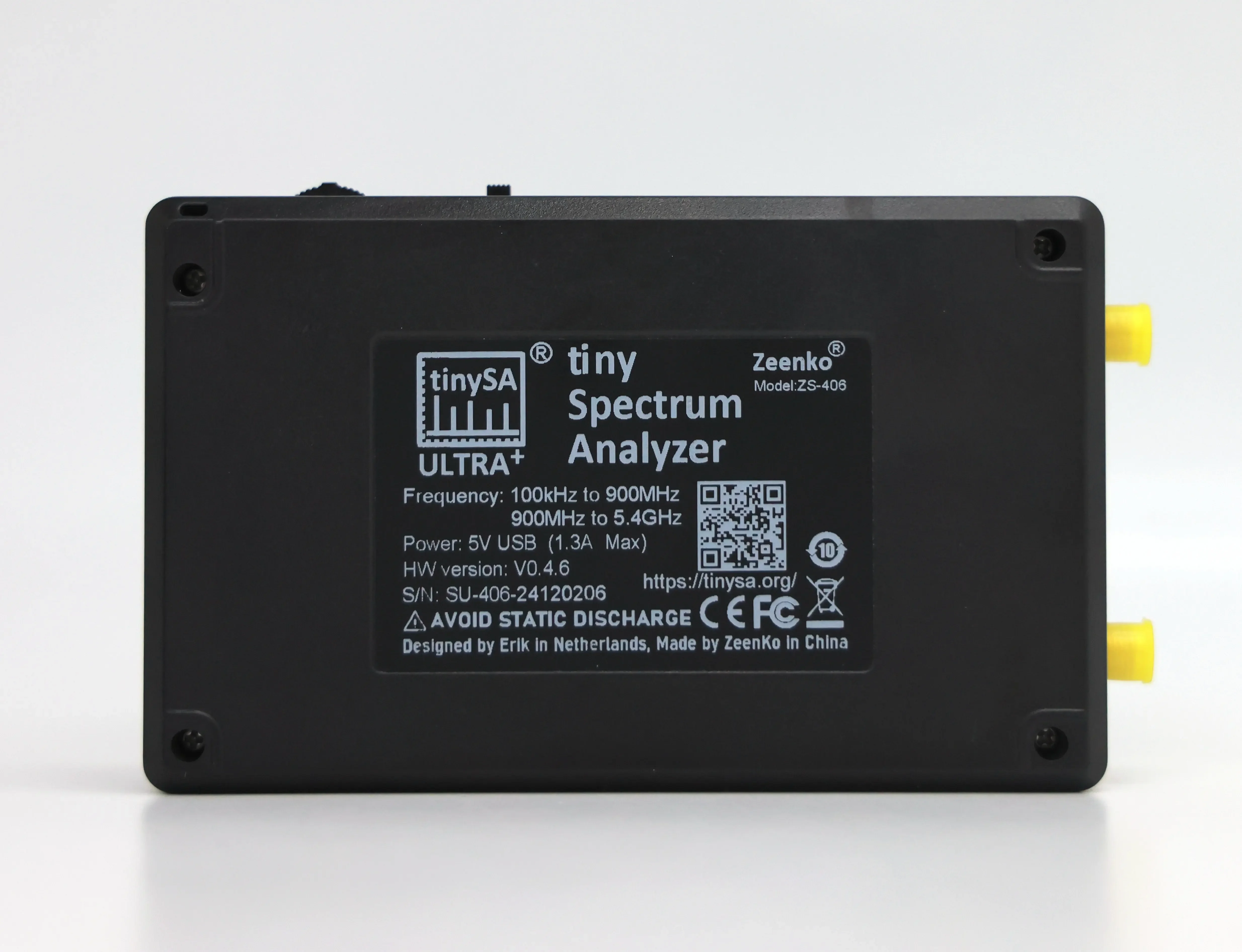 Ultimo originale TinySA ULTRA Plus ZS-406 Analizzatore di spettro minuscolo portatile TinySA Touch screen da 3,95 pollici Batteria incorporata