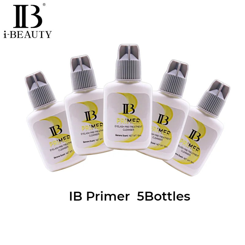 

5 Bottles IB Eyelash Extensions Glue Primer From South Korea 15ml IB Clear Banana Scent False Lash Adhesive Professional Tools