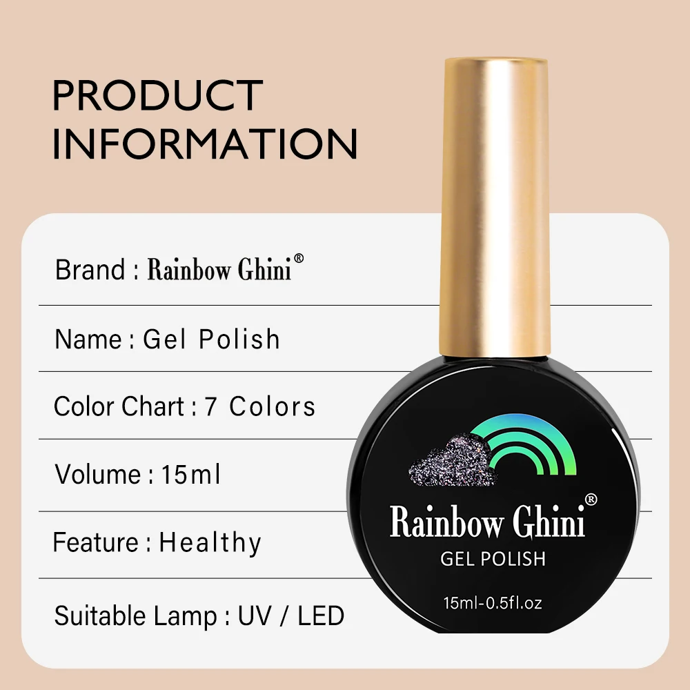 Brokat żelowy lakier do paznokci UV RG 15ml do Manicure diamentowy lakier półtrwały lakier do Salon paznokci akcesoriów artystycznych