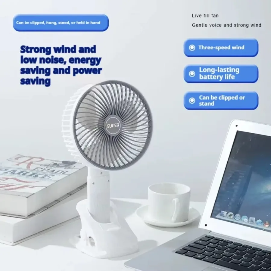 USB Clip On Fan Mini Portable Dual Use Silent Desk Fan for Office Dormitory Students Lightweight and Convenient