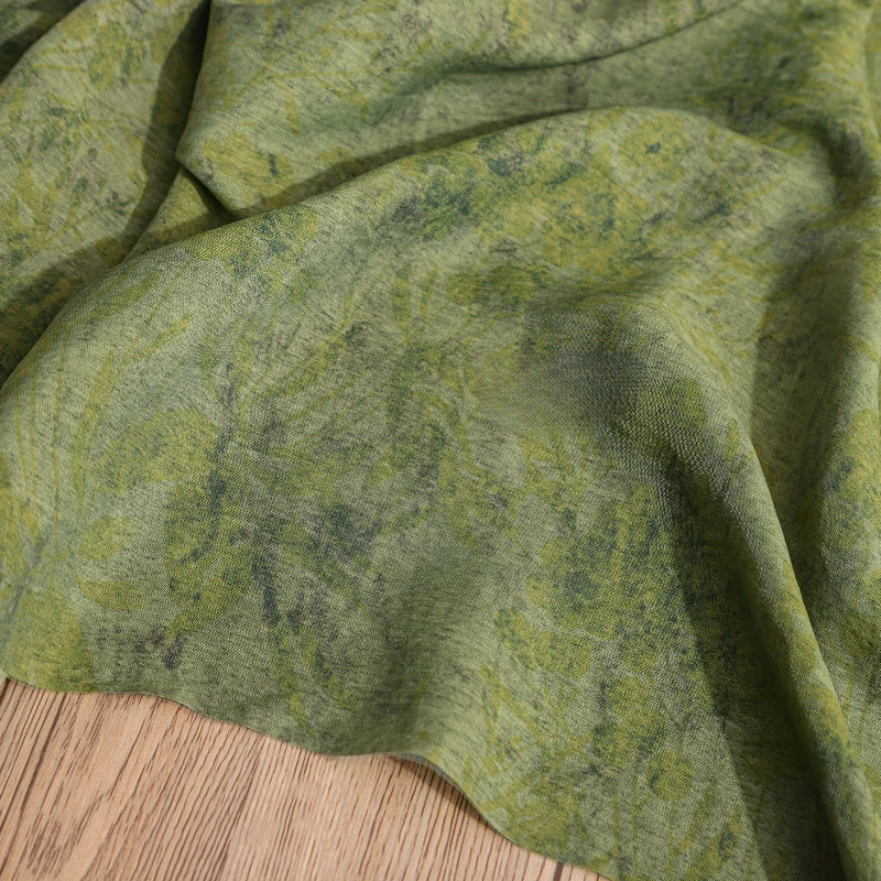 The Wizard of Oz Retro Green Grass Wood Dyeing Jacquard Artificial Silk Texture Shirt Dress Clothing Designer Fabric