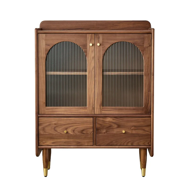 

Solid wood side cabinet Nordic entrance cabinet Simple modern restaurant sideboard locker Black walnut tea
