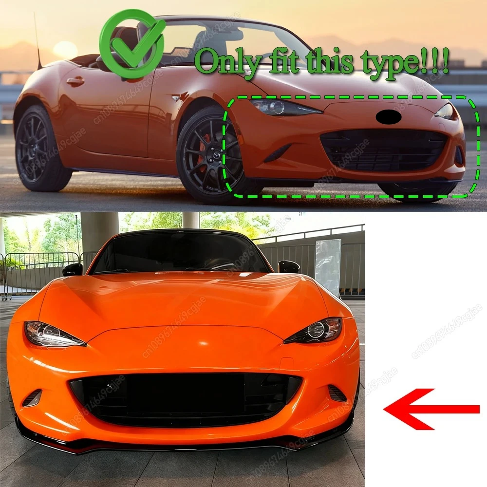 Front Bumper Spoiler Lip Diffuser Splitter Exterior Accessories Protector For Mazda MX-5 MX5 Miata ND 2016 To 2025 2-Door Tuning