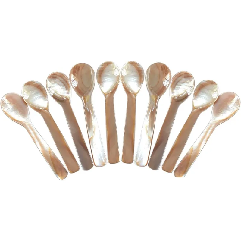 

Mother of Pearl Spoons for Caviar Serving, Egg Serving Teaspoons, 3.55mm, 10PCs