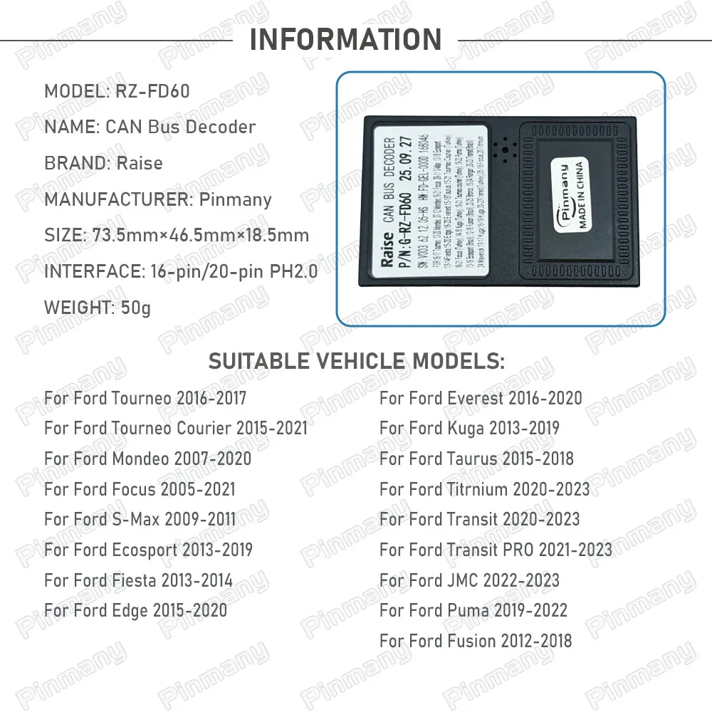 راديو السيارة CAN حافلة فك رفع G-RZ-FD60 لفورد تورنيو مونديو التركيز S-Max Ecosport فييستا حافة ايفرست كوغا توروس تيتورنياوم