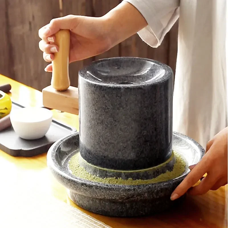 Natural Stone  Powder Tea Mill Matcha Stone Song Dynasty Ordered Tea Ceremony Powder Hand Mill