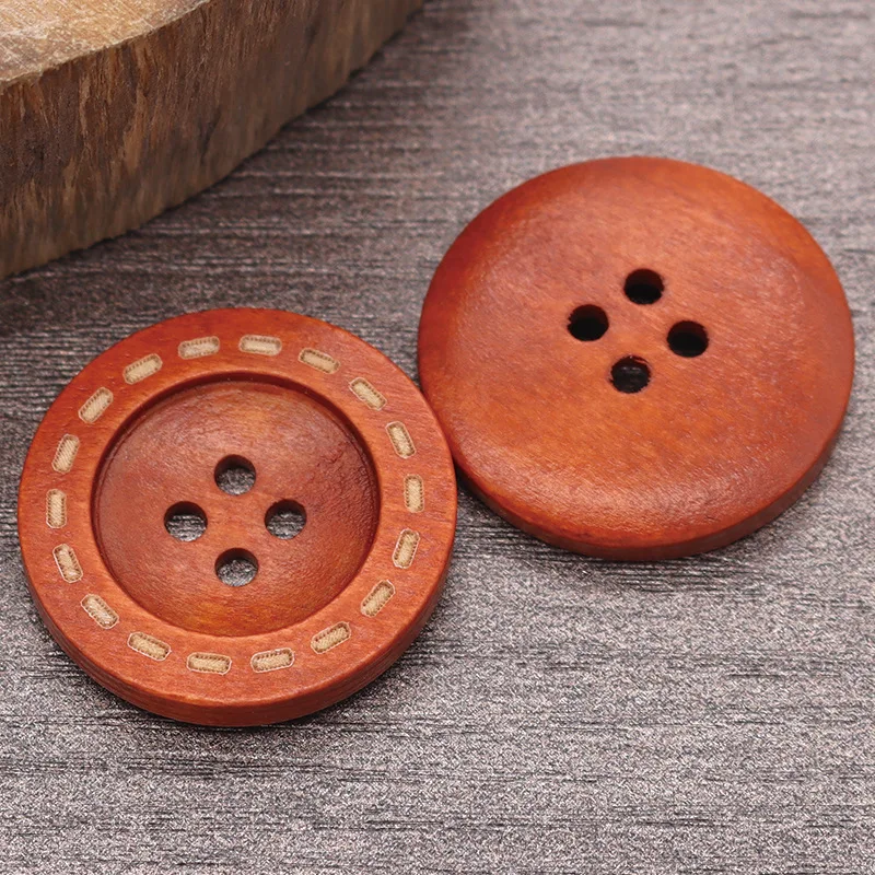 50PCS DIY Wooden Buttons Sewing Accessories Buttons For Shirt Clothing Coat Decorative Buttons Handmade Wood Crafts Kids Apparel