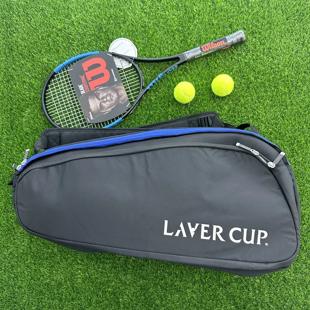 

Wilson 2024 Double-deck 9 PK Tennis Bag Super Tour Laver Cup Tennis Racquet Backapck Large Tennis Racket Bag with Thermoguard