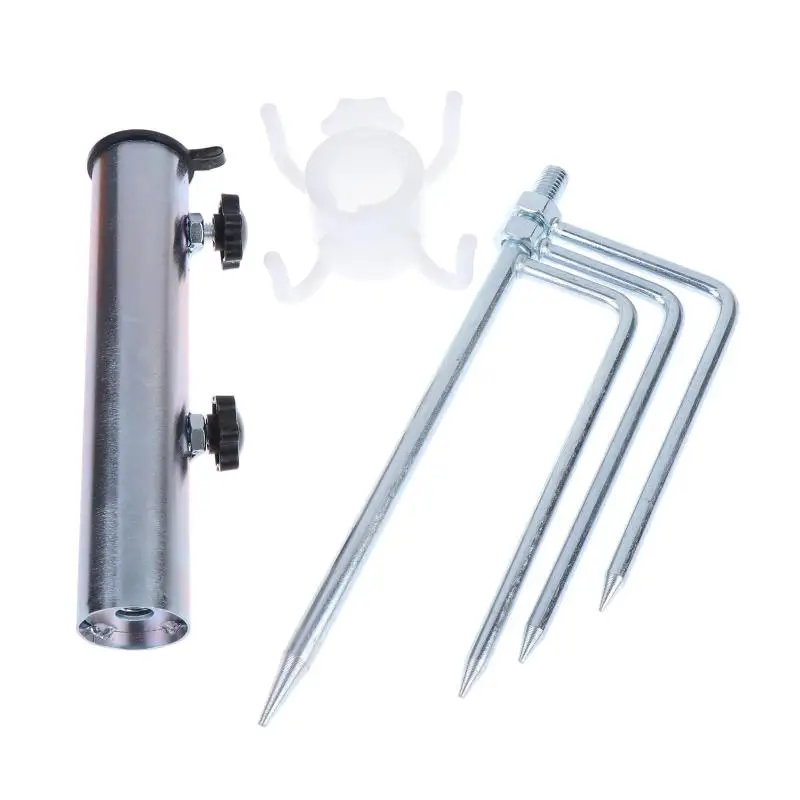 Portable Beach Umbrella Ground Stand With 4 Stable Prongs Adjustable Fixing Knobs For Outdoor Camping Garden Activities