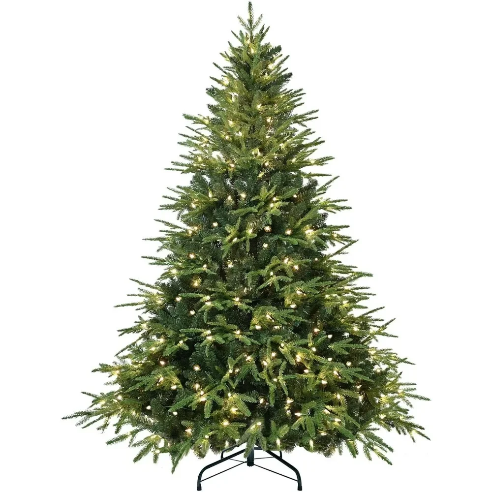 Prelit Artificial Full Christmas Tree  with 2356 PE PVC Tips, Premium Pre-Lit Holiday Xmas Tree with 450 UL Incandescent Lights