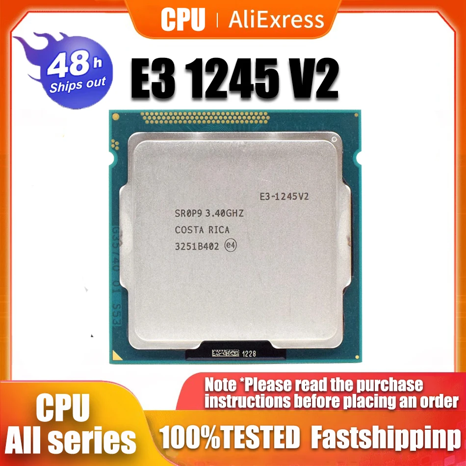 Used  Xeon E3 1245 V2 1245V2 Quad Core CPU Processor 3.4GHz LGA 1155 8MB SR0P9