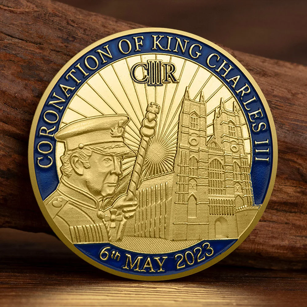 God Save The King Gold Plated British King's Souvenir Coin Charles III Coronation Commemorative Coin Small Gift