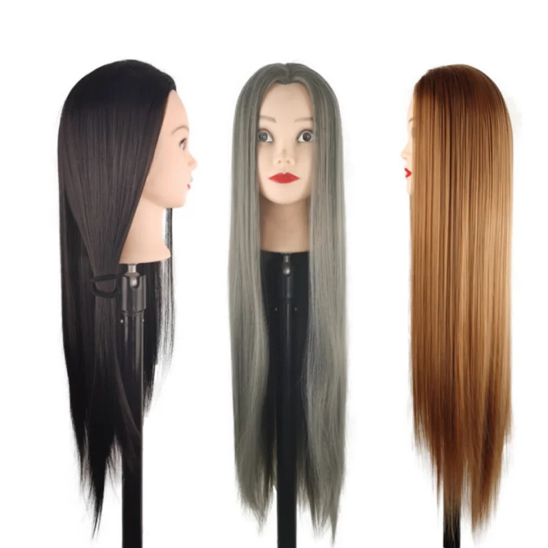 60cm Straight Hair Hairdressing Training Mannequins Head For Makeup Hair braiding Practice Salon Head Hairdresser Styling Tools