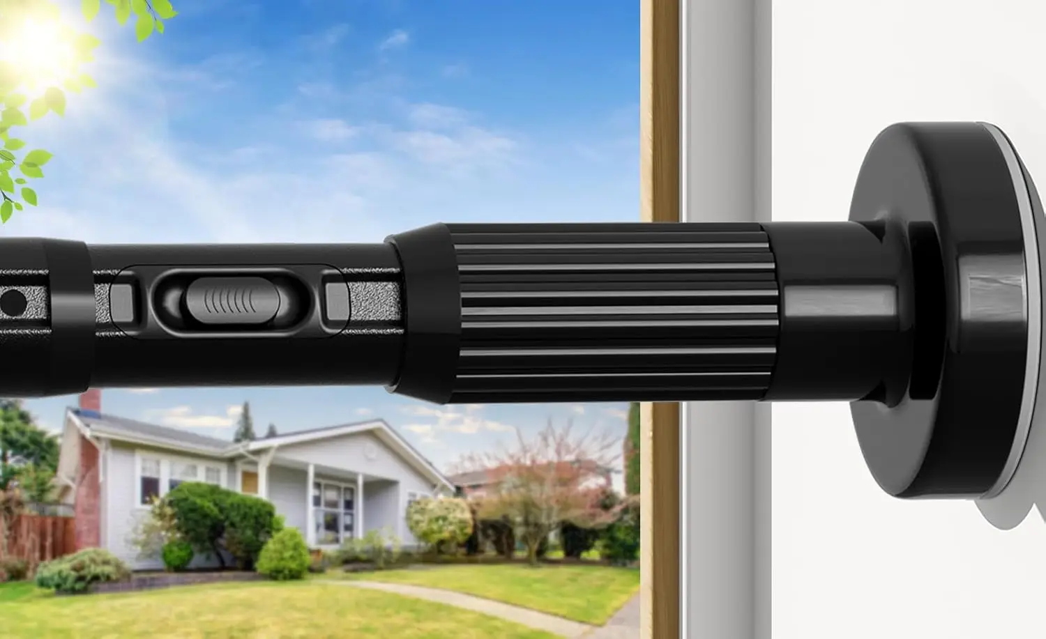 

41-144 Inch Heavy Duty Black Tension Curtain Rod - No Drilling, Adjustable, Rust-Resistant for Outdoor, Living Room, Window,