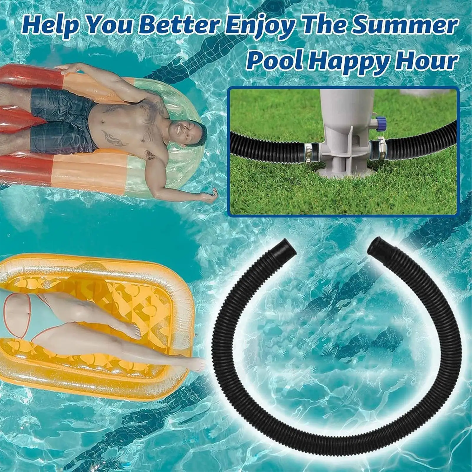 Manguera de filtro de piscina, Kit de tubo de repuesto para piscina de 32mm, piezas de Spa, accesorios para drenaje de residuos de verano, limpieza de retrolavado al aire libre