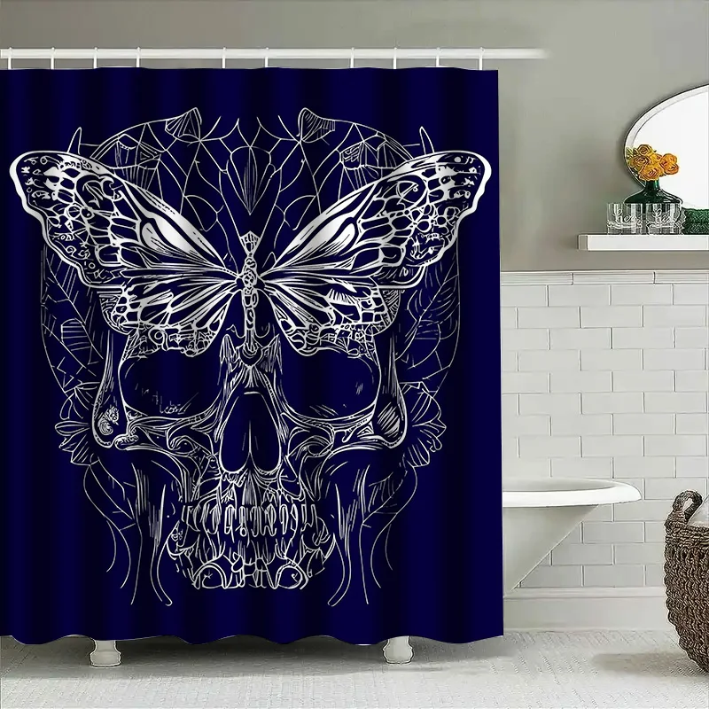 

Tuniu черный череп крылья летучей мыши занавеска для ванной комнаты жуткий готический декор комнаты крутая настенная художественная занавеска для душа