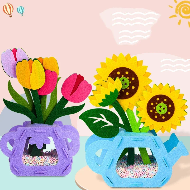 Pot de fleur bricolage pour enfants, plante en pot, jouets d'artisanat d'art pour enfants, apprentissage de la maternelle, jouet fait main, aides Montessori Fuchsia