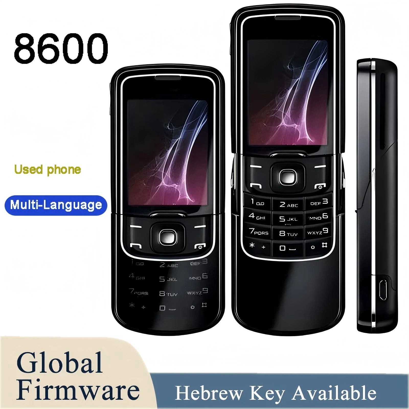 Original 8600 Luna Mobile Phone Unlocked GSM Quad-Band Arabic Russian Hebrew Keyboard, Made on 2007 in Germany used phone.