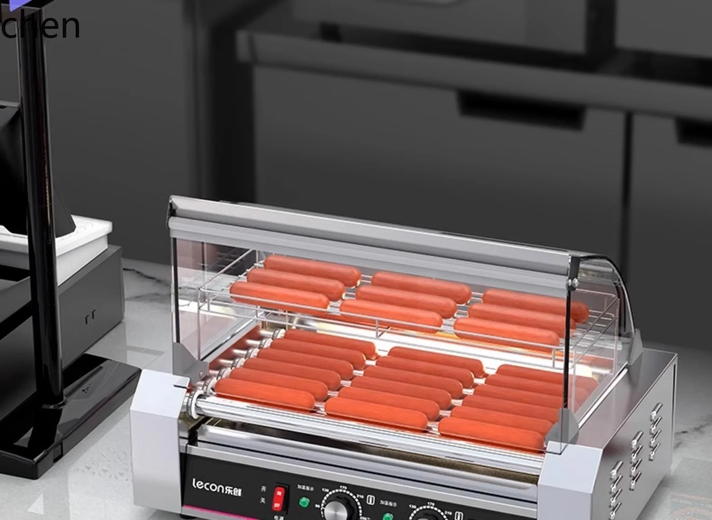 LXC  electric sausage grill machine small desktop automatic Internet celebrity crispy grilled sausage hot dog machine stall
