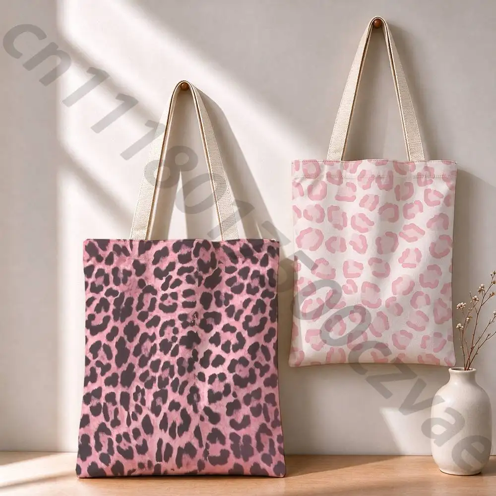 leopard print Reusable Fashionable Backpack Multifunctional Handbag Canvas Shopping Bag
