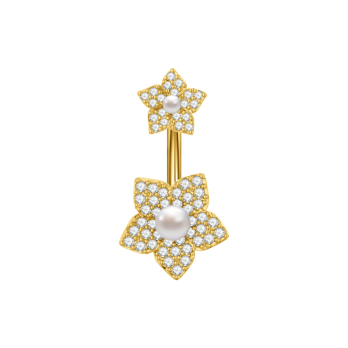 Crown Heart Dangled Belly Button Rings with Butterfly Drop