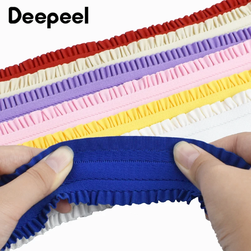 10/20/30Yard 50mm Ruffled Elastic Band Pants Dress Waistband Rubber Bands Lace Trim Garment Decor Stretch Tape Sewing Accessory