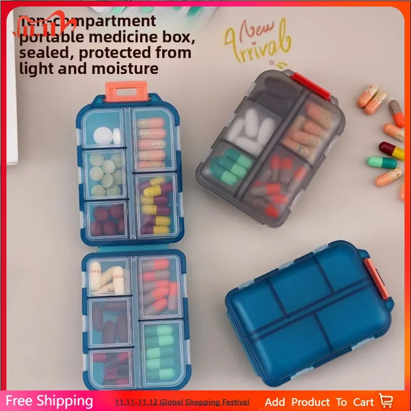 

Portable 10 Grids Pill Organizer Medicine Holder Tablet Storage Drug Container Dispensers Case for Vitamins Fish Oils Pill Box