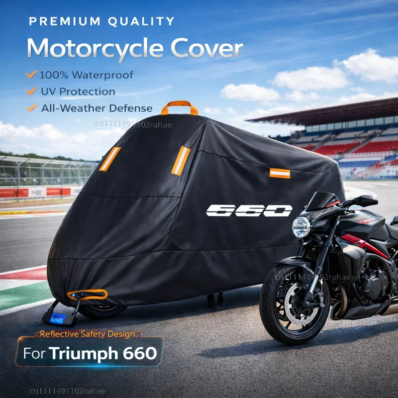 

For Triumph 660 Outdoor Motorcycle Cover Waterproof Heavy Duty Polyester Tarpaulin UV Protective Rain Dust Sun Scooter Cover