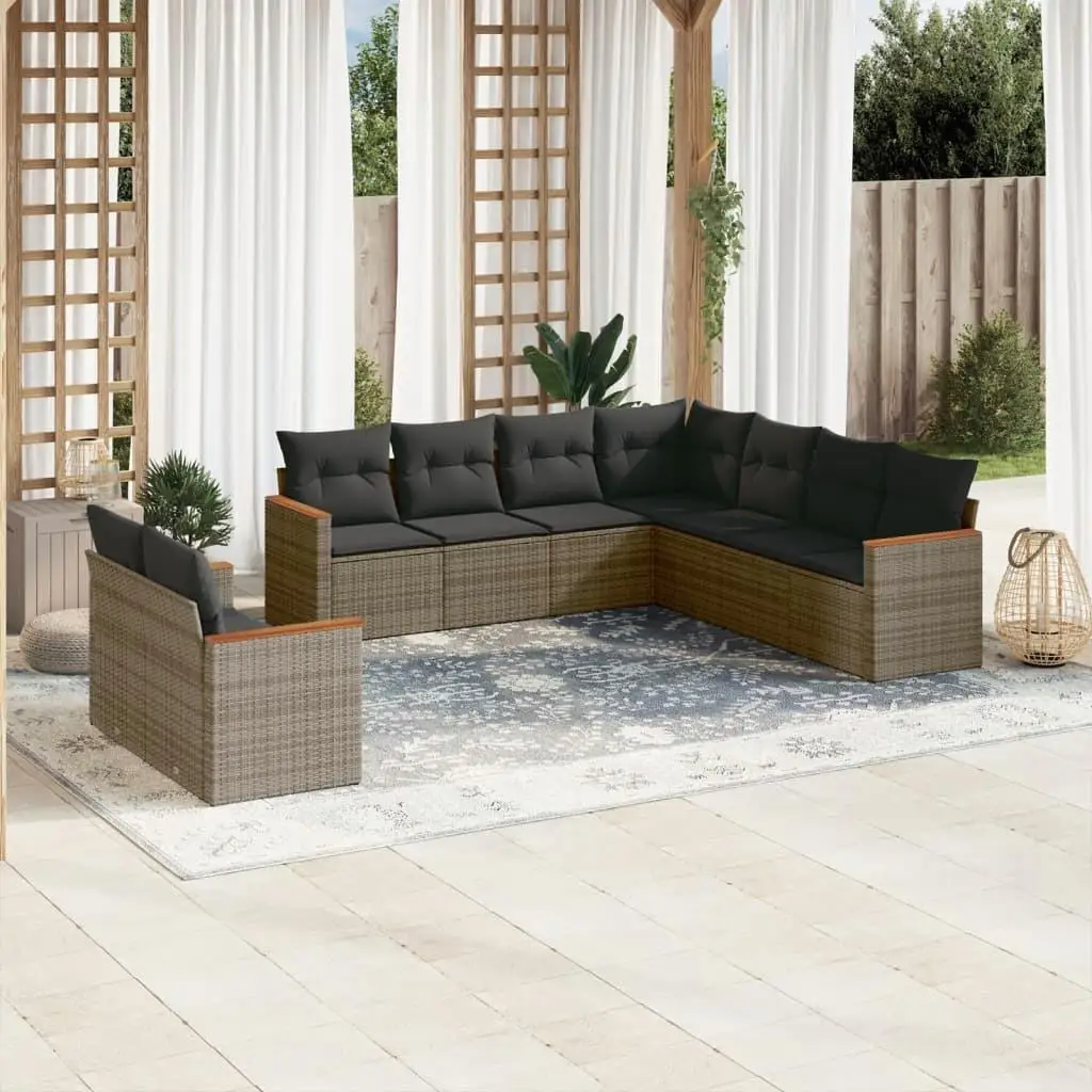 

Gray PE Rattan Large Modular Garden Sofa Set Outdoor Furniture Sectional Seating for Patio Yard Poolside