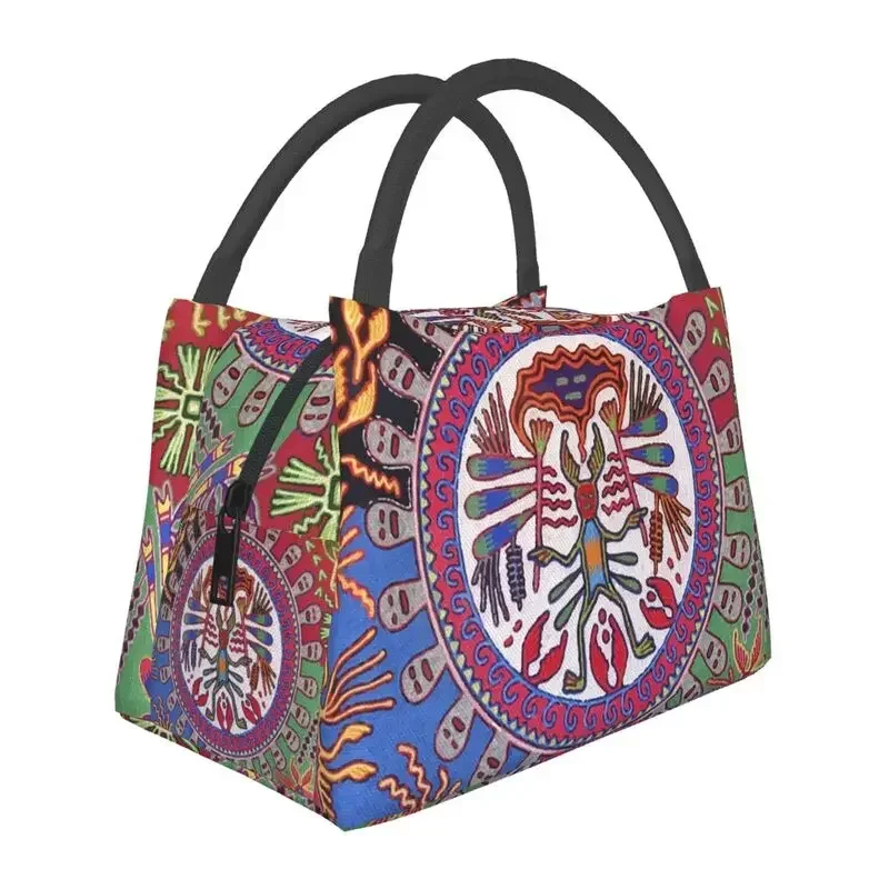 

Mexican Huichol Folk Insulated Lunch Bags for Women Resuable Thermal Cooler Bento Box Work Travel lunchbag