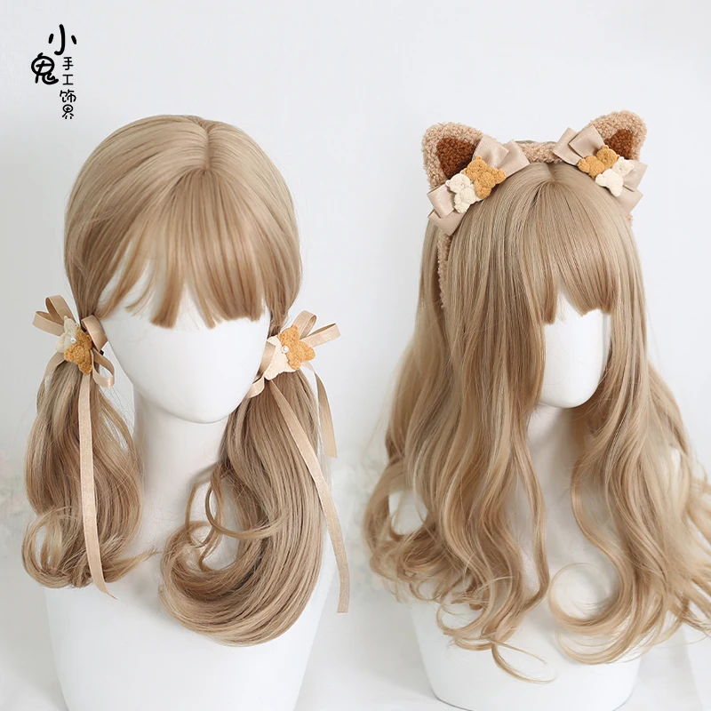 

bear original handmade Lolita hairpin bow Lolita headband sweet and cute hair accessories KC headgear