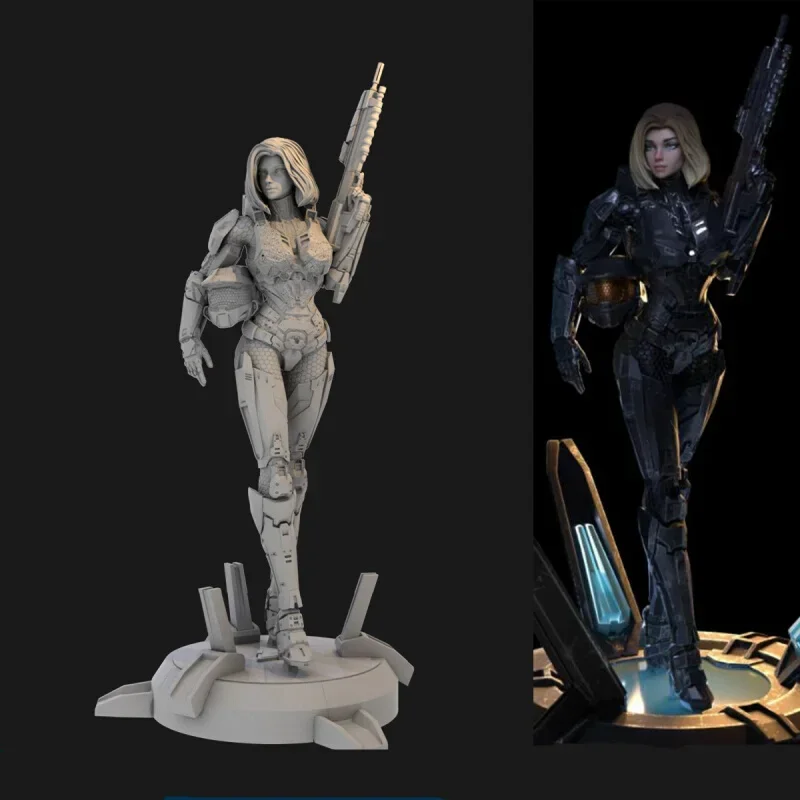 1/24 Scale 75mm Miniatures Wargame Resin Figures Model Kit Lady Halo Chief Sparta Unassembled and Unpainted Statuettes DIY Toys