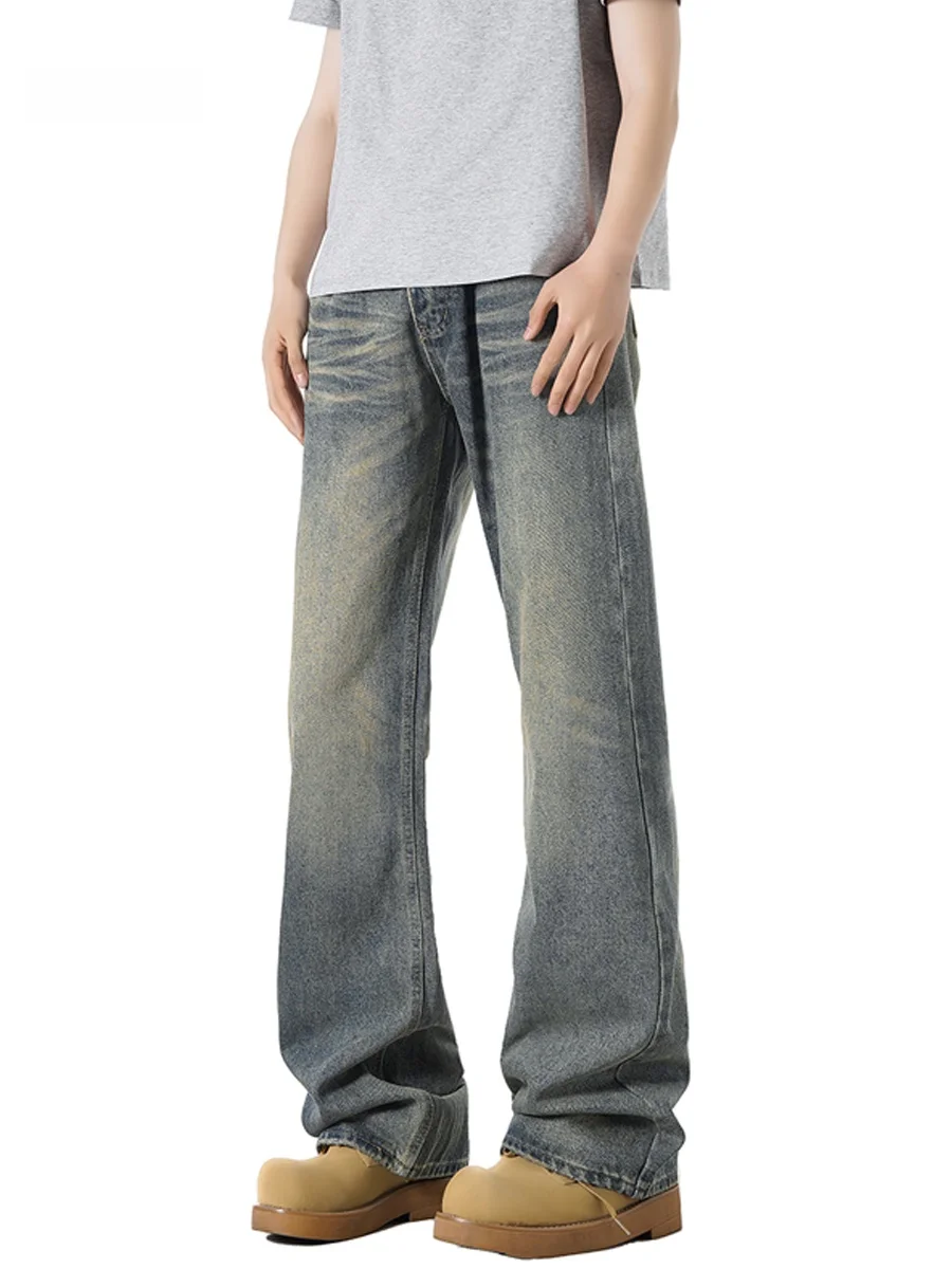 

Американские джинсы прямого кроя для мужчин, весенние, повседневные, свободные, длинные брюки, модный городской стиль, подходят для молодежи