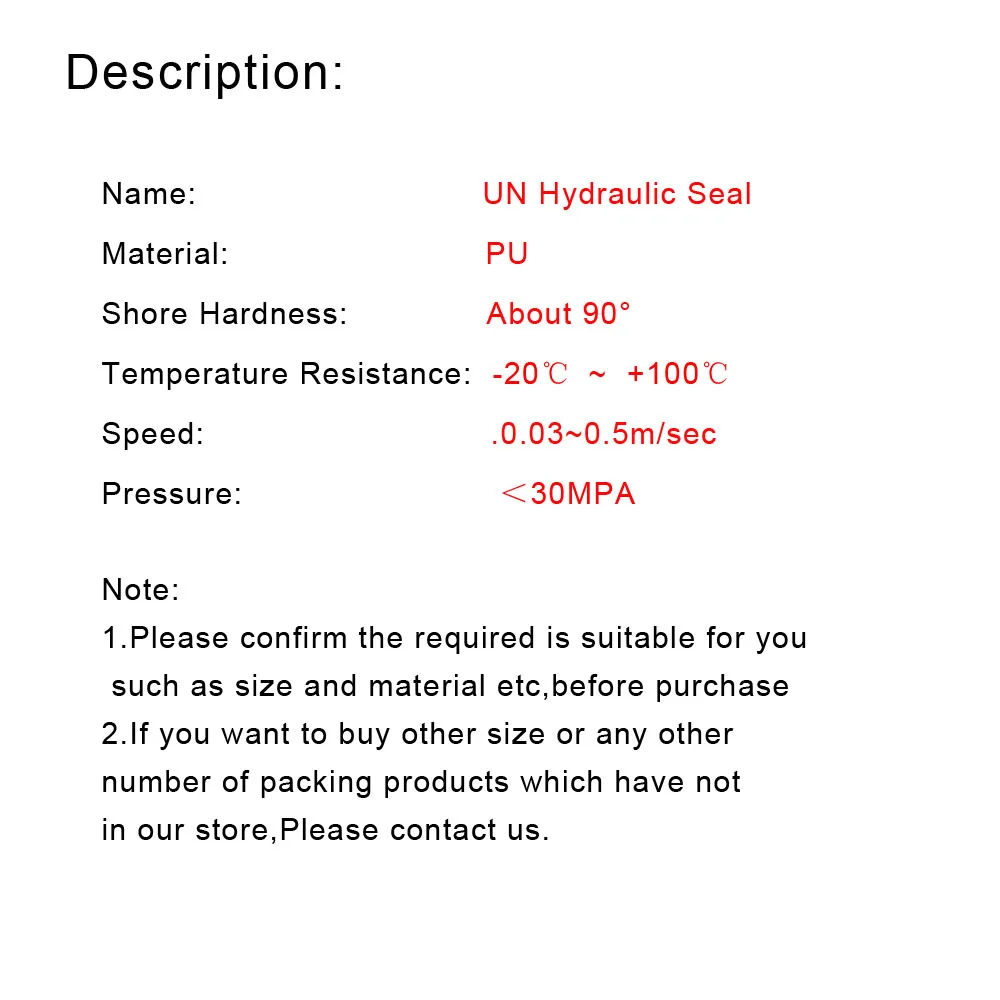 UN Type Hydraulic Oil Seal PU UN-4/5/6/8/9/10/12/14/15/16*9/10/11/12/14/15/16/18/19/20/20.5/22/24/26/28/30*3/4/5/5.5/6/7/8/10mm