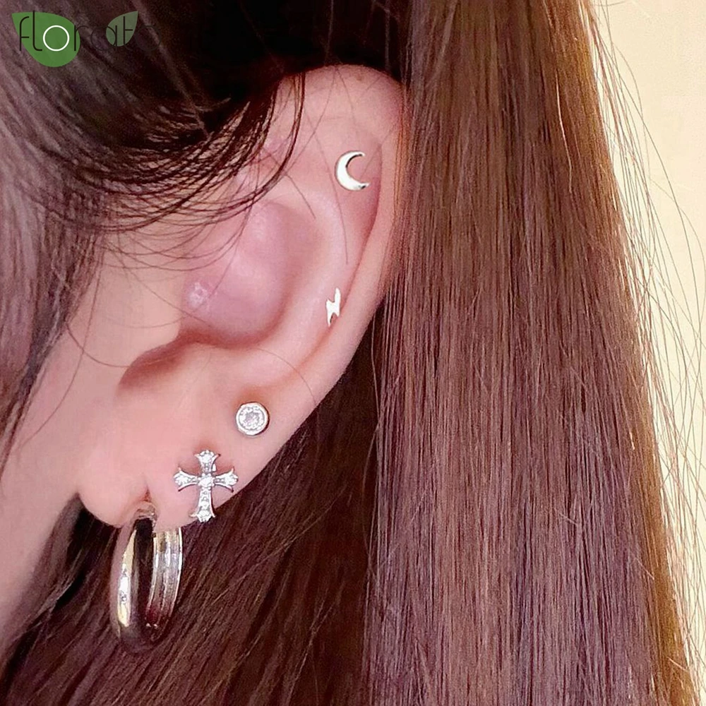 925 Silver Needle Exquisite Zircon Small Earrings Fashion Stud Earrings for Women Anti Allergy Cartilage Puncture Jewelry Gift