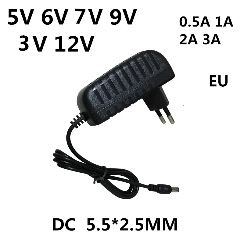 EU Power Adapter AC 110V-240V To DC 3V 5V 6V 7V 9V 12V 15V 0.5A -2A Universal European Supply Charger Adaptor LED Light AC 220V