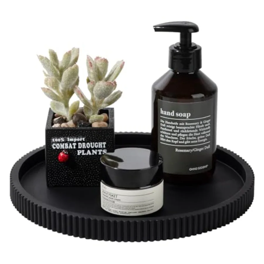 

Silicone Bathroom Tray Round Kitchen Counter Organizer Decorative Vanity Accessories Coffee Table Decor for Perfume, Candle, So