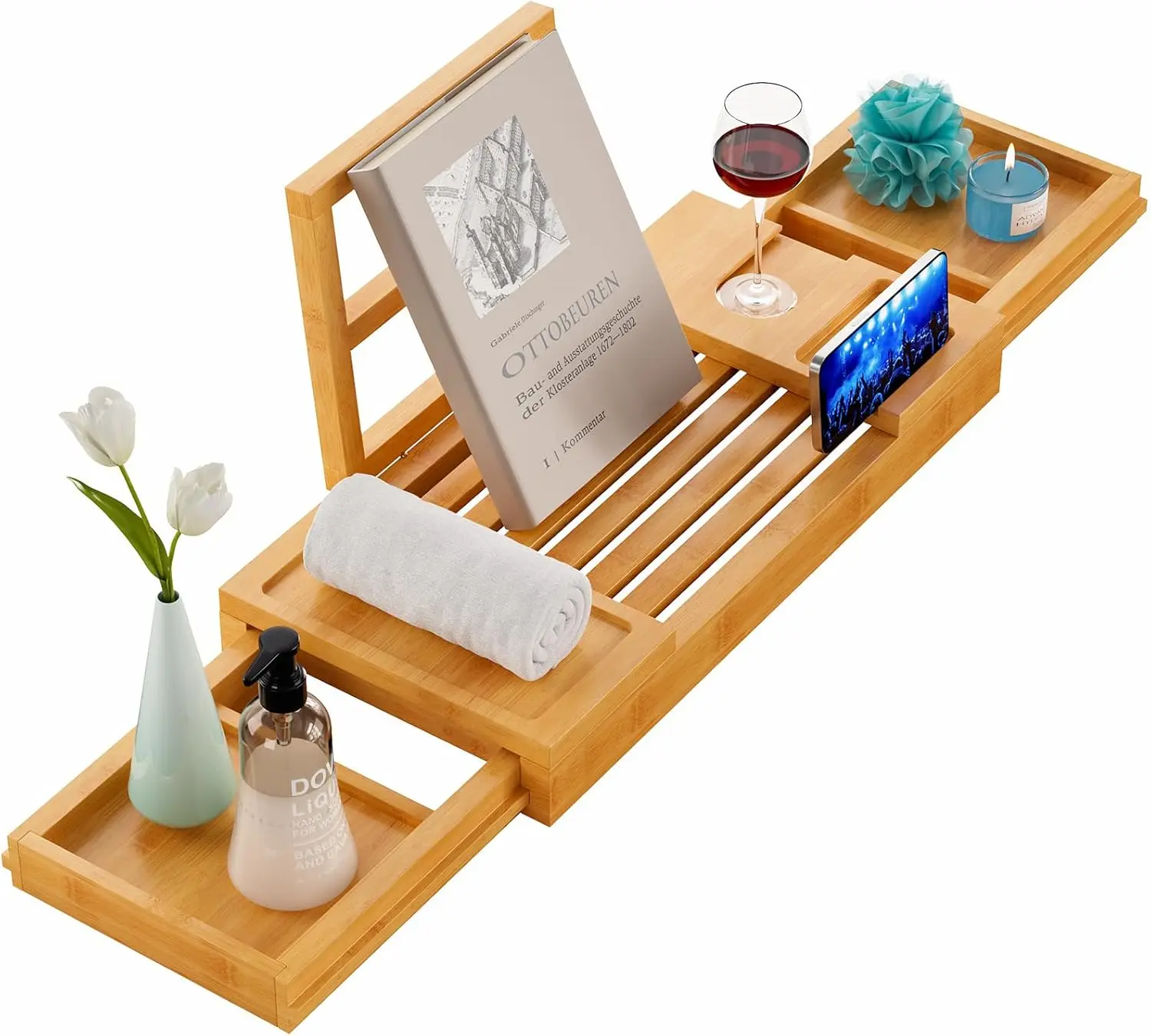 

Bamboo Bathtub Tray, Expandable Bathroom Tray, Waterproof Tray Caddy, Perfect Bath Caddy for Home Spa