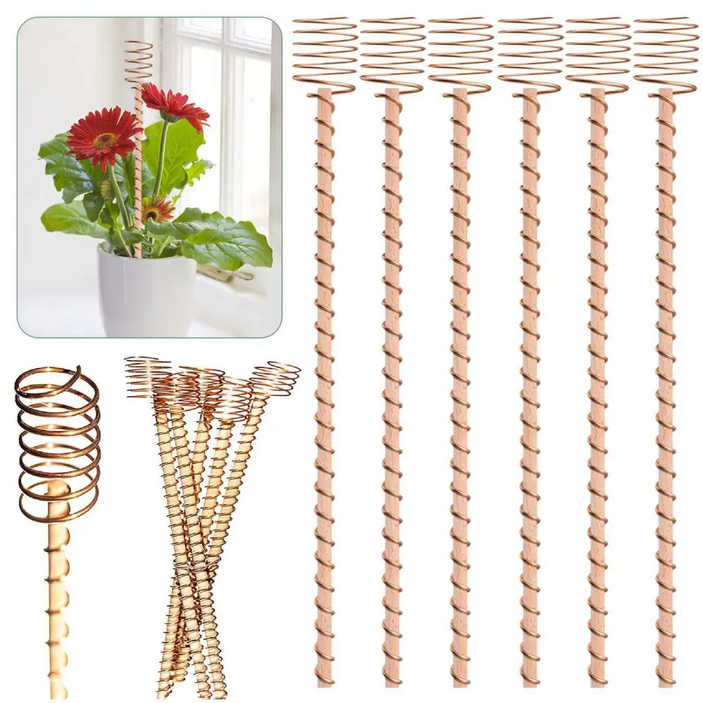 

6Pcs Electroculture Plant Stakes Copper Coil Gardening Antennas Plant Support High-Yield Long Copper Garden Stakes Accessories