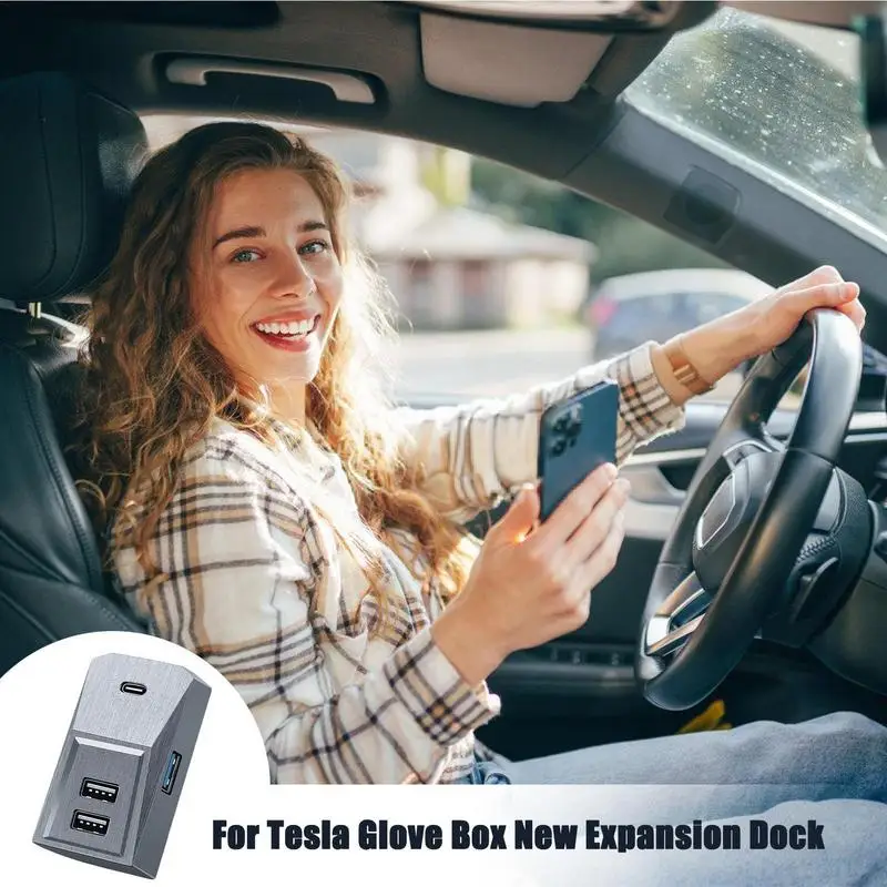 Glove Box USB Hub Ports Portable Dash Cam Flash Drive Docking Station Glove Box HUB Docking Station Charger Extension For Cars