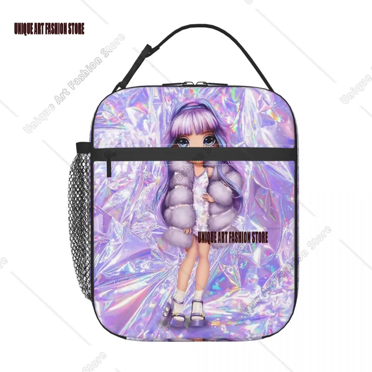 

Rainbow High Violet Willow With Purple Aluminum Resuable Lunch Boxes Women Leakproof Thermal Cooler Food Insulated Lunch Bag