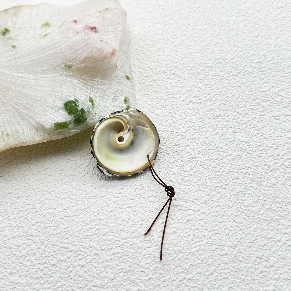 Natural gemstone conch pendant,  DIY Handmade Jewelry 35×32×22mm, 11.5g