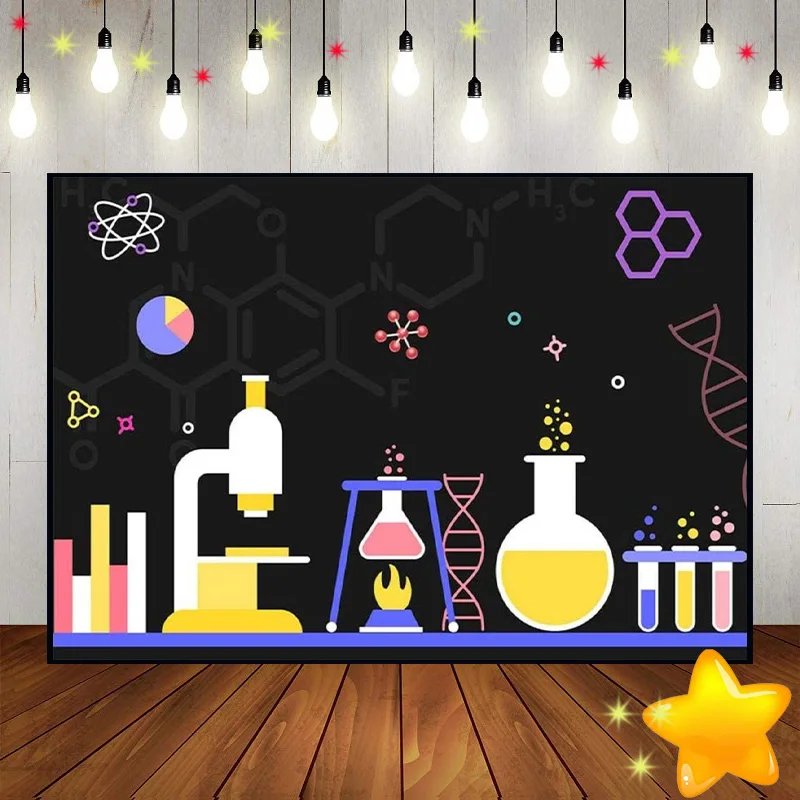 Science Photography Backdrops School Magic Background Baby Shower Party Photo Scientific Custom Birthday Backdrop Fun Scientist