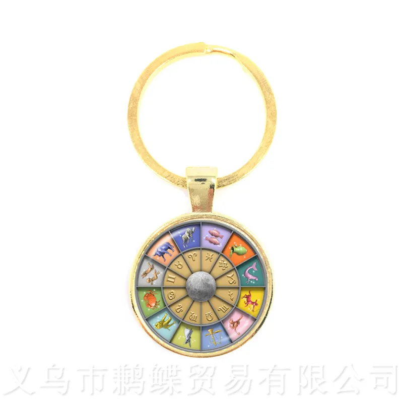 The Beautiful Pattern Of The Constellations Galaxy Zodiac Glass Dome Pendant Keychain Birthday, Star Sign, Horoscope Gift