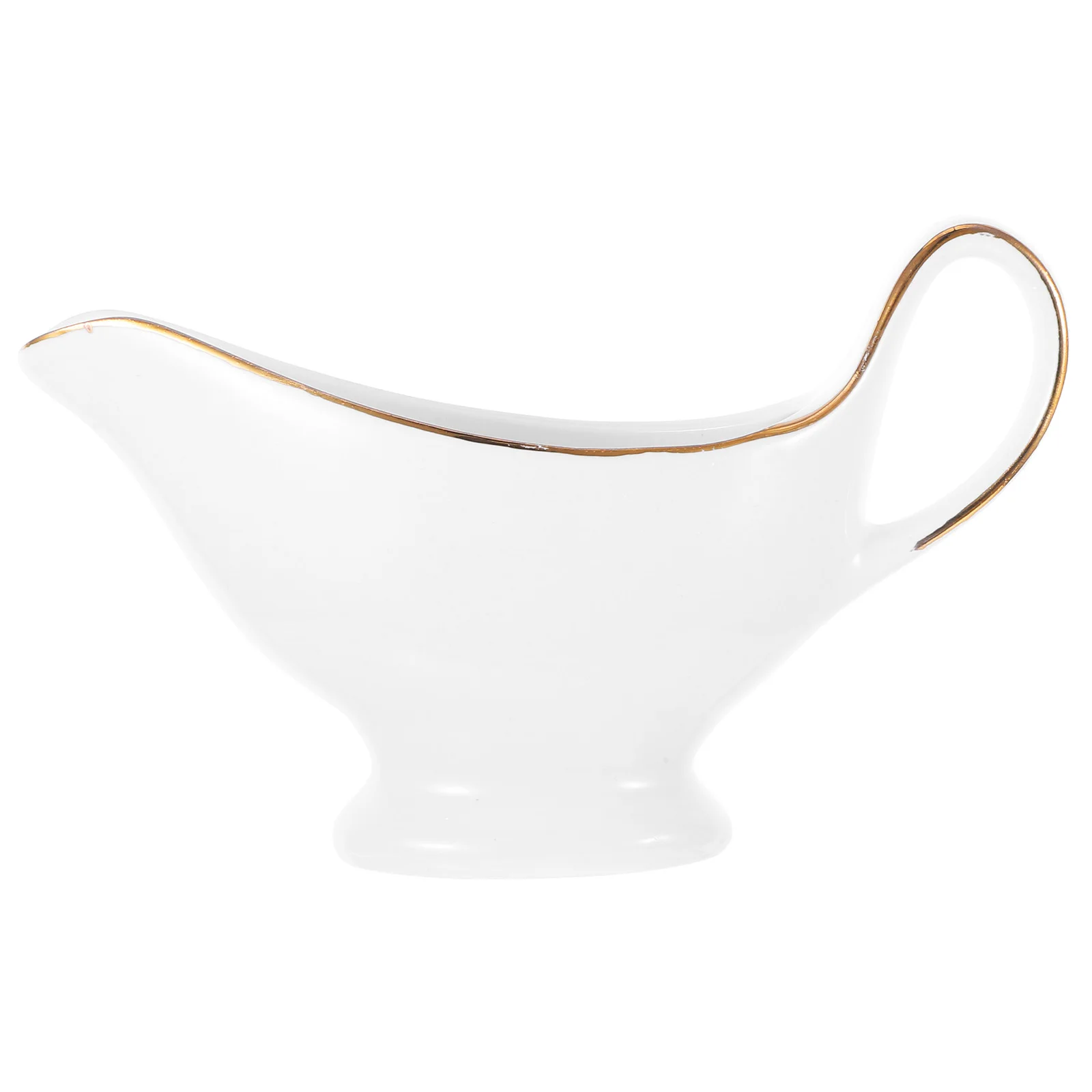 

Gold Rim Ceramic Gravy Boat Multipurpose Sauce Dispenser Kitchen Supplies Salad Dressing Container Home Restaurant
